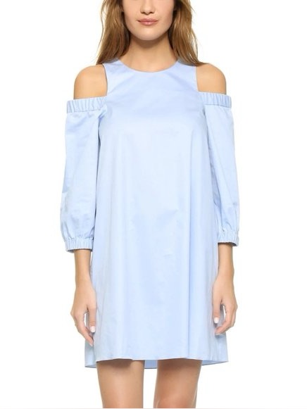 Tibi Cold Shoulder Shift Dress Powder Blue Size 4 Small Minimalist